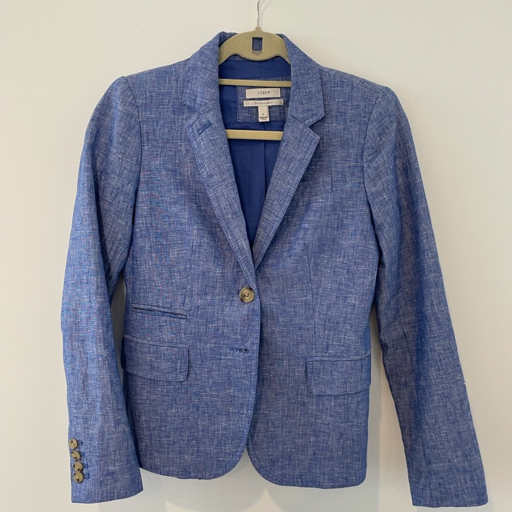 J. Crew Classic Schoolboy Blazer in Blue Linen 2